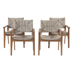 Durable Outdoor Dining Chair Set with Acacia Wood Frame and Wicker Seat