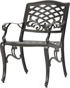 Sarasota Outdoor Cast Aluminum Outdoor Chairs, 2-Pcs Set, Hammered Bronze
