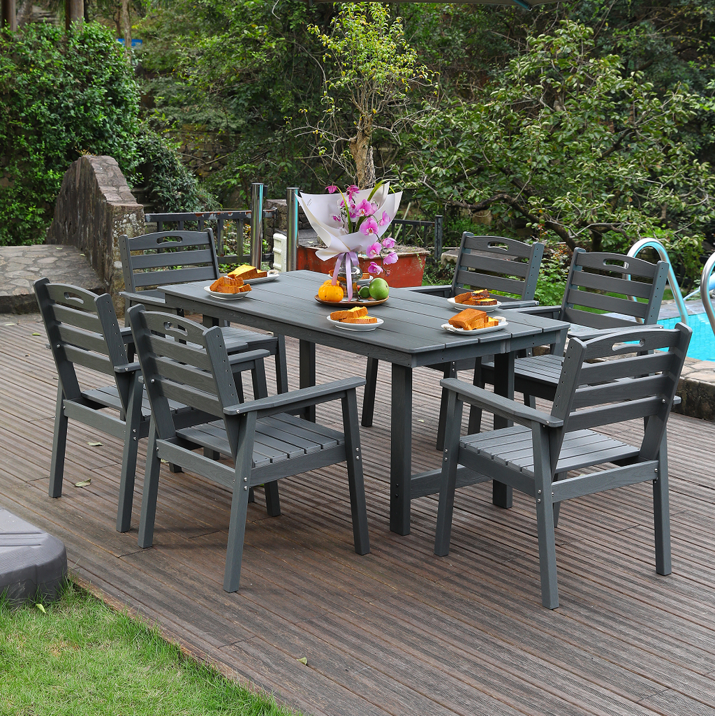Outdoor Patio Dining Set - Table and Six Chairs