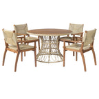 Durable Outdoor Dining Chair with Acacia Wood Frame and Wicker Seat