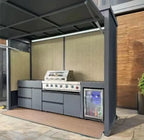Customized Weatherproof Outdoor Kitchen Set BBQ Grills with Shed Stainless Steel Cabinets & Luxury Aluminum for Patio
