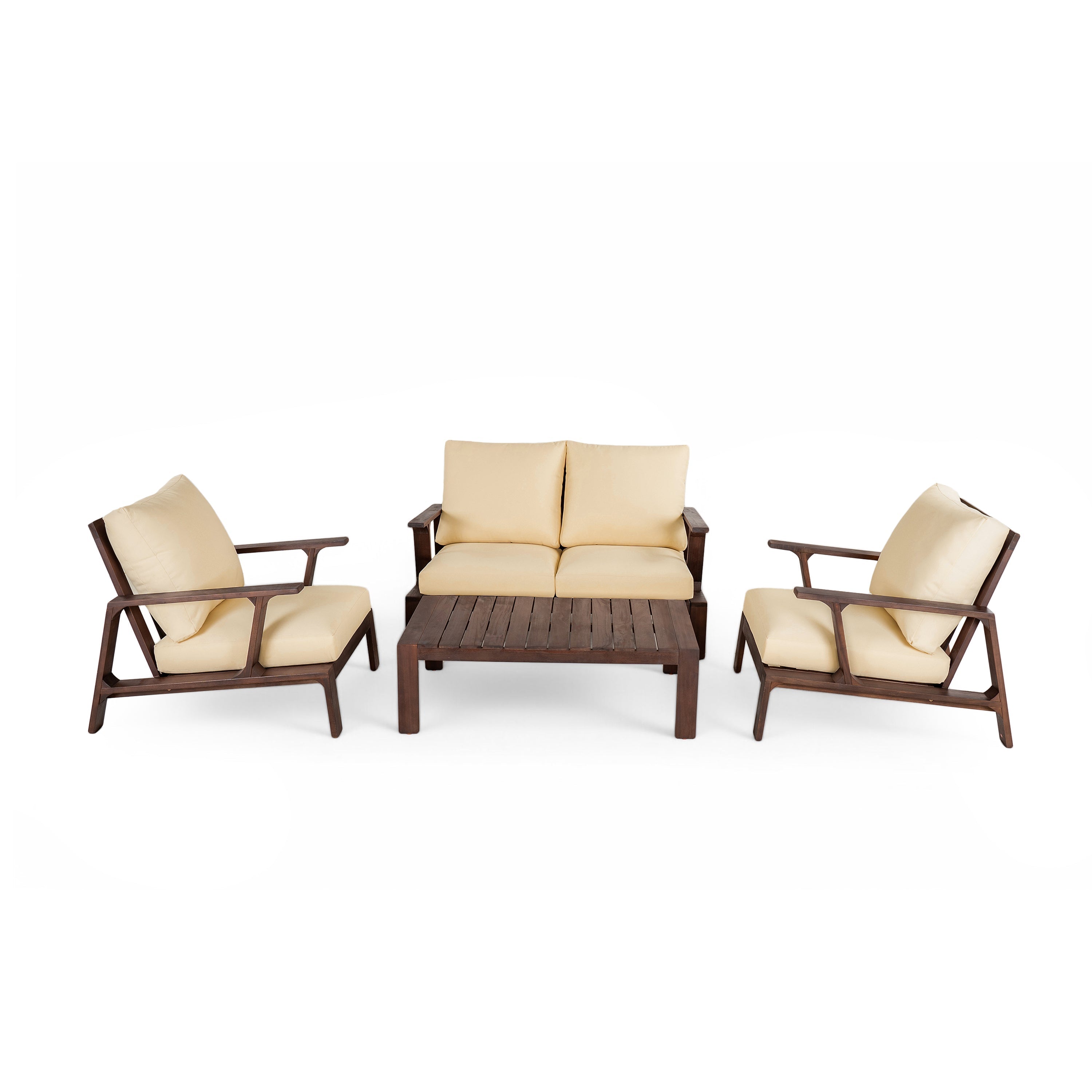 4- Piece Outdoor Sofa Set with Cushions and Coffee Table