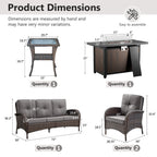 Outdoor Fire Pit Conversation Set, 3-Seat Sofa & Chairs Patio Furniture Set