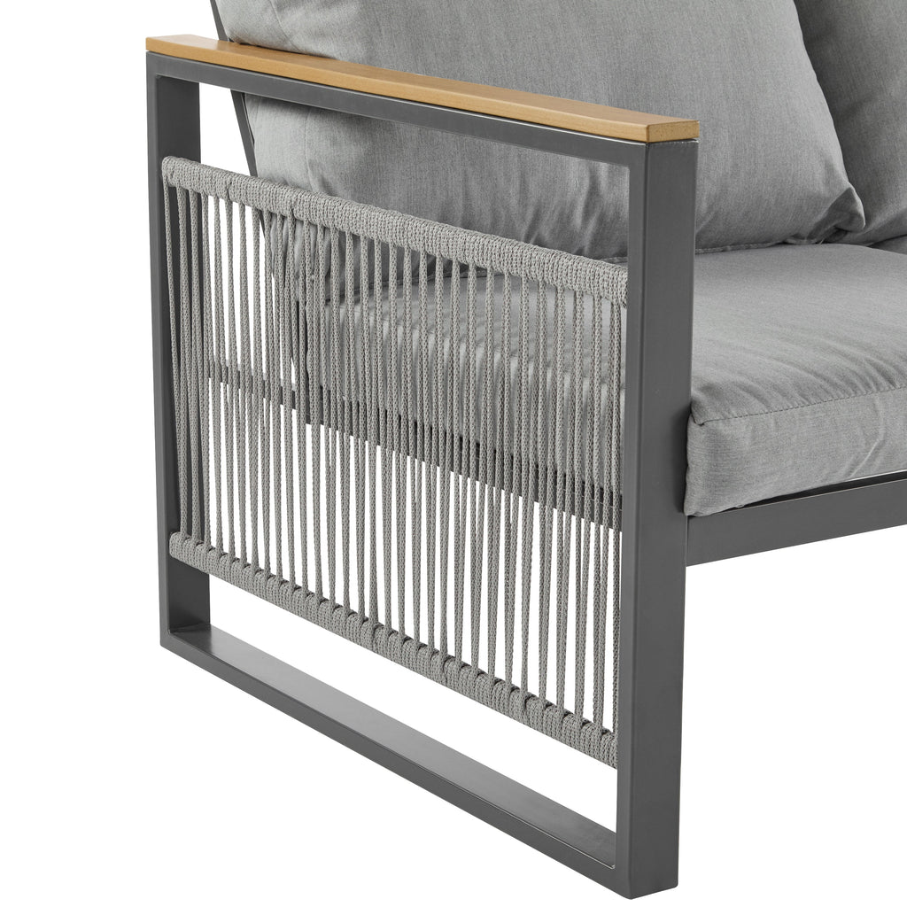 4-Piece Outdoor Metal Patio Furniture Set with Cushions