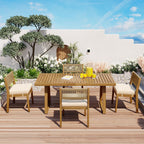 Multi-Person Outdoor Acacia Wood Dining Table and Chair Set