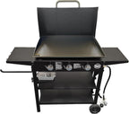 Griller'S Choice Gas Griddle with Hinged Hood & Wind Guards, 4 Shelves, Propane Griddle for Flat Grills Outdoor Cooking, Front Grease Management, Steel Flattop Grills Surface, Precision Heat Control
