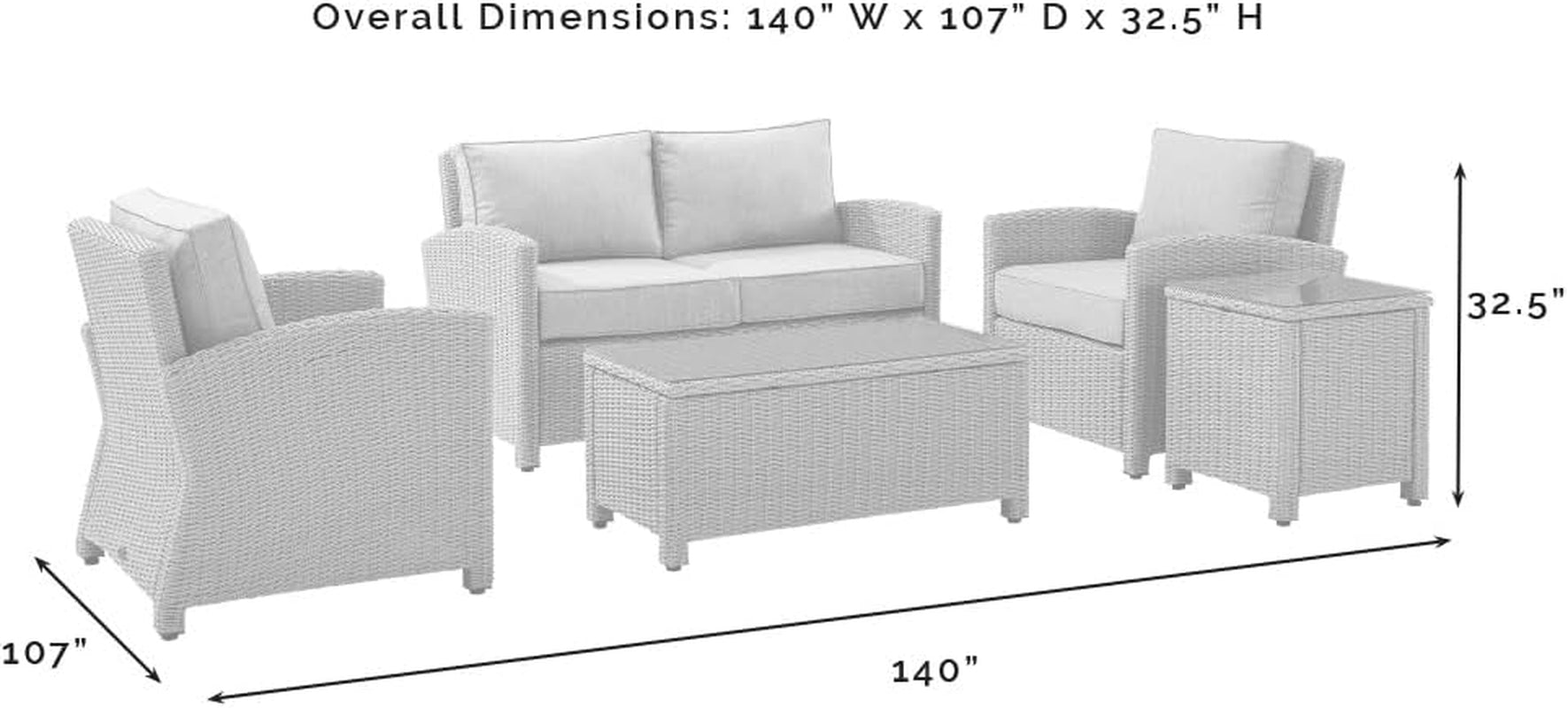Bradenton 5-Piece Outdoor Loveseat Patio Furniture Set, Wicker Conversation Sets for Porch, Brown with Sangria Cushions