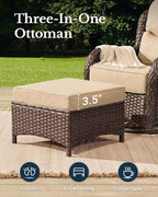 Luxury Outdoor Patio Furniture Set with 6-Inch Thick Cushions, High Back Wicker Swivel Rocker Chairs, 7 Pcs All Weather Conversation Set for Large Deck, Yard and Poolside, Beige (V3)