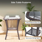 6 Pieces Luxury Outdoor Patio Furniture Sets Outdoor Conversation Sets with Swivel Rocker Patio Chairs with 6" Thick Cushion,Sofa and Glass Coffee Table for Porch Deck Backyard Poolside
