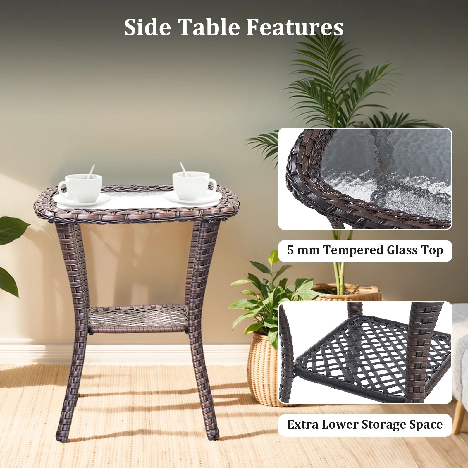 6 Pieces Luxury Outdoor Patio Furniture Sets Outdoor Conversation Sets with Swivel Rocker Patio Chairs with 6" Thick Cushion,Sofa and Glass Coffee Table for Porch Deck Backyard Poolside