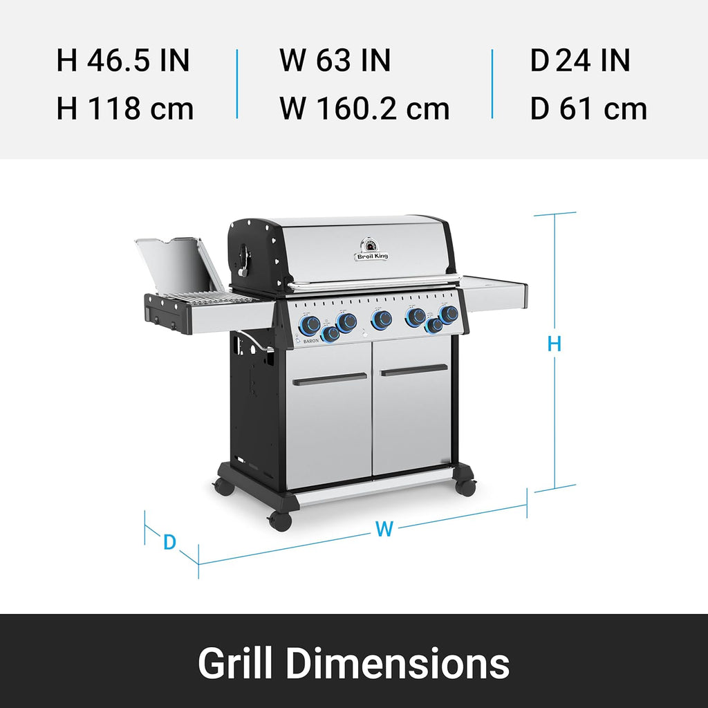 678344 Baron S 590 Pro IR 5-Burner Pellet Ready Propane Gas Grill in Stainless Steel with Infrared Side Burner and Rear Rotisserie Burner