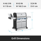 678344 Baron S 590 Pro IR 5-Burner Pellet Ready Propane Gas Grill in Stainless Steel with Infrared Side Burner and Rear Rotisserie Burner