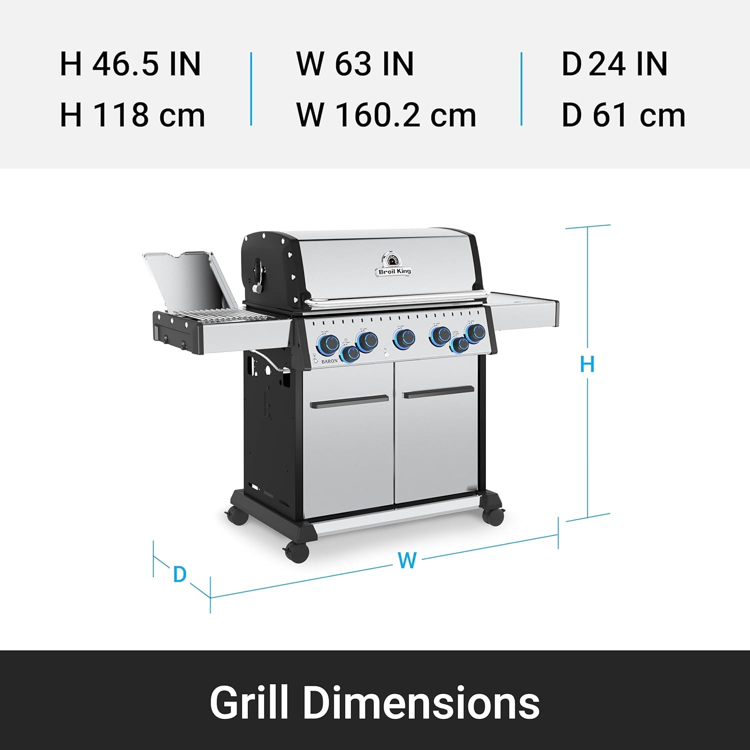 678344 Baron S 590 Pro IR 5-Burner Pellet Ready Propane Gas Grill in Stainless Steel with Infrared Side Burner and Rear Rotisserie Burner