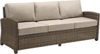 Bradenton 5-Piece Outdoor Sofa Patio Furniture Set, Wicker Conversation Sets for Porch, Brown with Sand Cushions
