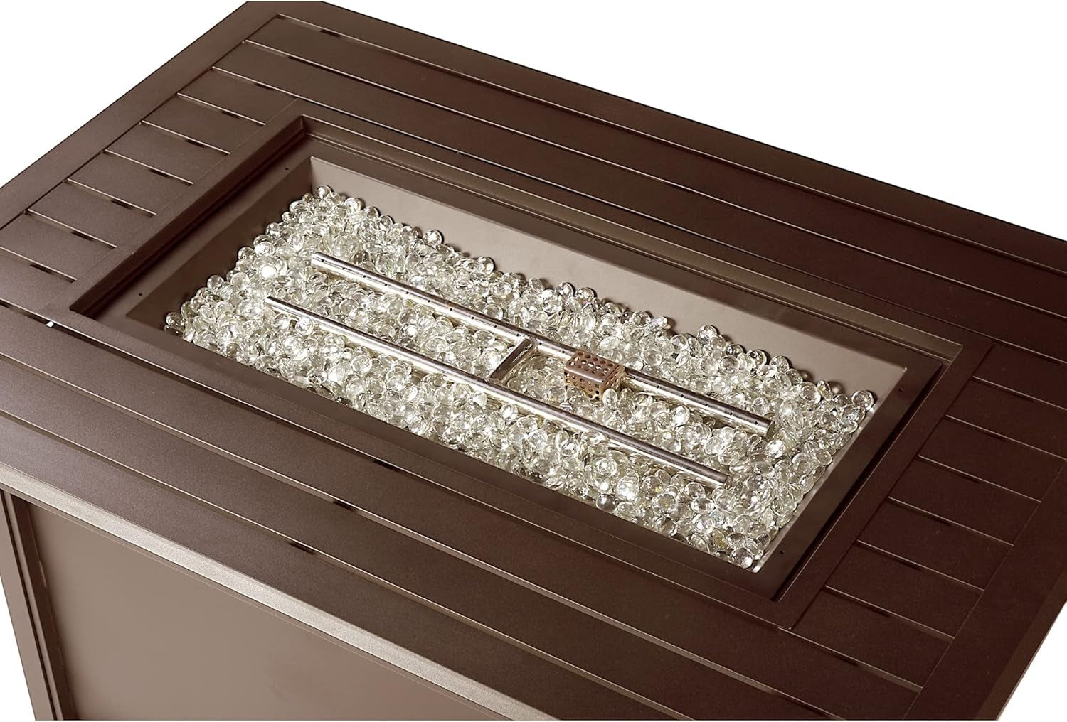 Istanbul-Fpt-Bn Rectangular 46 In. X 31 In. Aluminum Propane Pit, Glass Beads, Two Covers, Lid, 57,000 Btus in Brown Finish Fire Table
