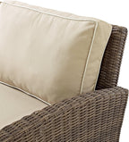 Bradenton 5-Piece Outdoor Sofa Patio Furniture Set, Wicker Conversation Sets for Porch, Brown with Sand Cushions