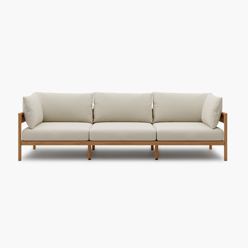 Modern Outdoor Patio Furniture Set, All-Weather Aluminium Conversation Sectional Sofa with Thick Cushions for Backyard, Garden, Porch, Couch, Beige