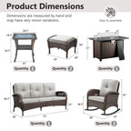Outdoor Fire Pit Conversation Set, 3-Seat Sofa & Chairs Patio Furniture Set