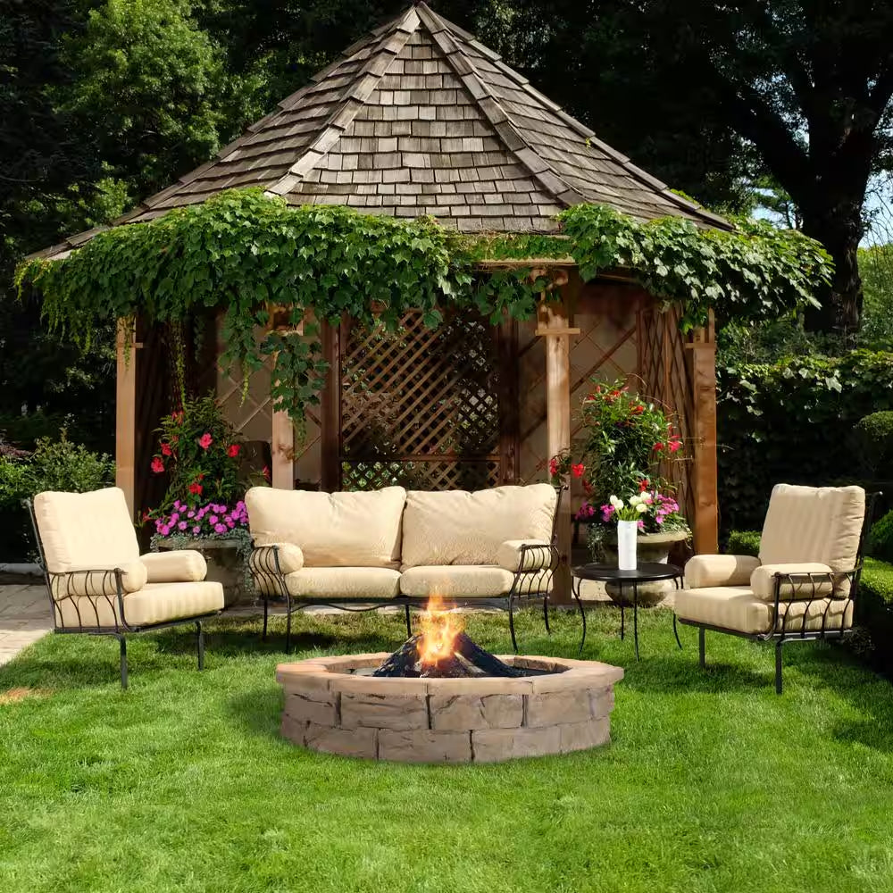 44 In. Fossill Brown round Fire Pit Kit