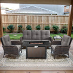 Outdoor Fire Pit Conversation Set, 3-Seat Sofa & Chairs Patio Furniture Set