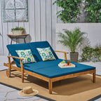 Outdoor Adjustable Double Chaise Lounge with Water Resistant Cushions