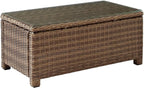 Bradenton 5-Piece Outdoor Sofa Patio Furniture Set, Wicker Conversation Sets for Porch, Brown with Sand Cushions