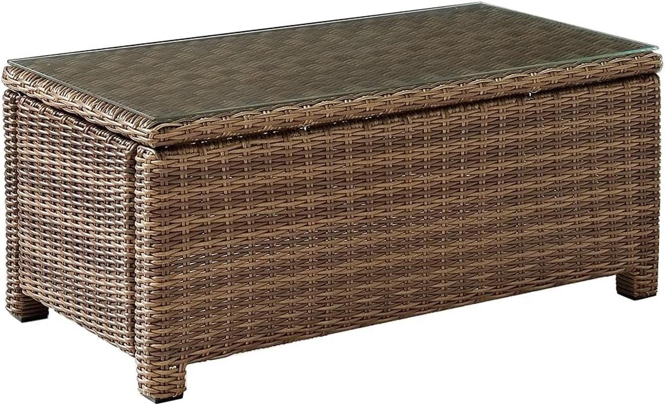 Bradenton 5-Piece Outdoor Loveseat Patio Furniture Set, Wicker Conversation Sets for Porch, Brown with Sangria Cushions