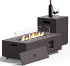 Fire Pit Table 42In Propane Fire Pit 50,000 BTU Rectangular Gas Fire Pits with Wind Guard Propane Tank Cover Table Lava Rocks for Outdoor outside Patio