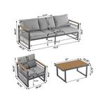 4-Piece Outdoor Metal Patio Furniture Set with Cushions