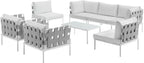 8 Piece White Aluminum Outdoor Patio Furniture Set