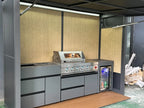 Customized Weatherproof Outdoor Kitchen Set BBQ Grills with Shed Stainless Steel Cabinets & Luxury Aluminum for Patio