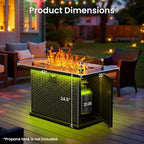 43" Rectangular Propane Fire Pit with RGB Lighting Strip – 60,000 BTU Gas Fire Pit Table, Glass Stones, Wind Guard, Adjustable Flame, Outdoor Fire Pit for Patio & Garden, Black