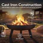 Sunnydaze Cast Iron Heavy Duty Fire Pit for outside - Wood Burning Outdoor Fire Pit Bowl with Handles for Patio, Backyard, Camping - 30" - Gray