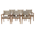 Durable Outdoor Dining Chair Set with Acacia Wood Frame and Wicker Seat