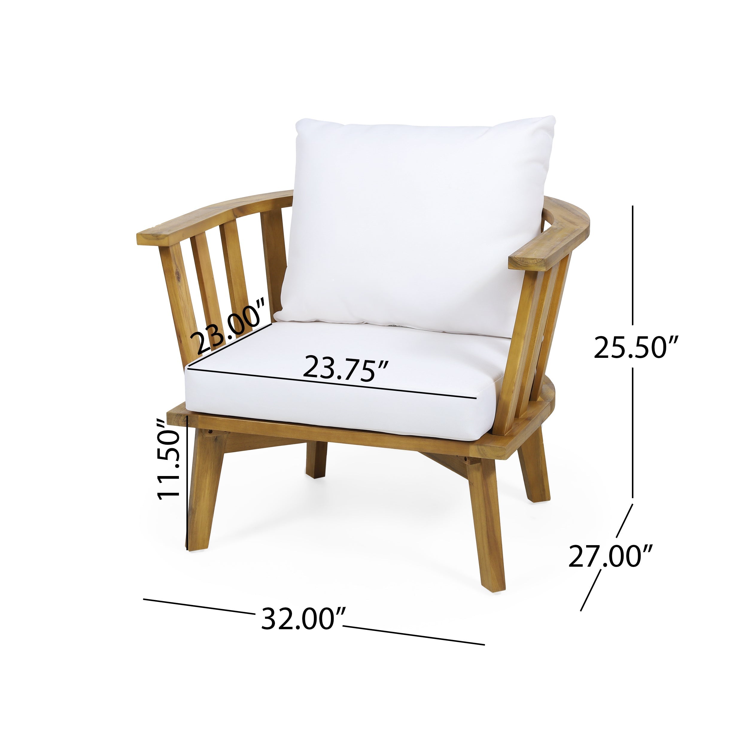 4-Piece Acacia Wood Patio Furniture Set with Cushions