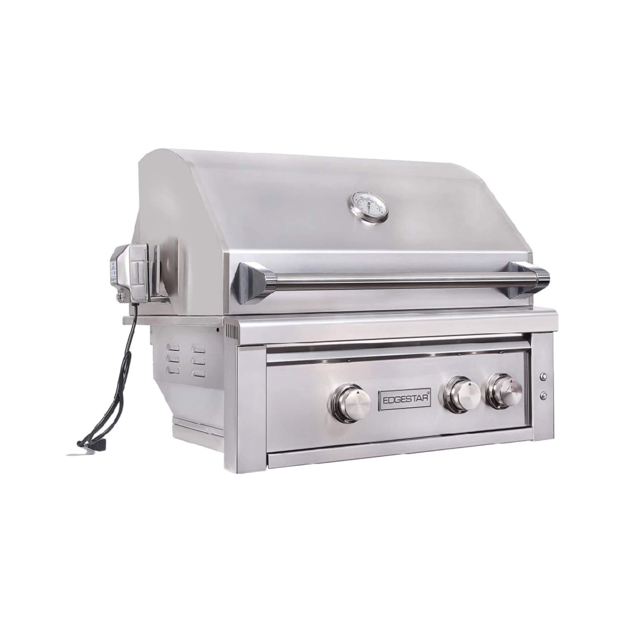 Edgestar 60K BTU 30-Inch Freestanding LED Lighting Grill And Cart With Rotisserie