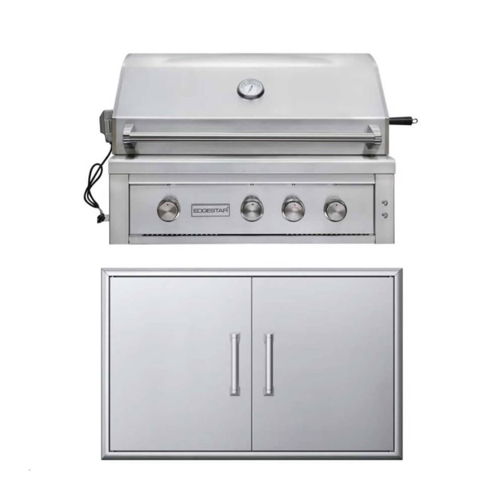 Edgestar 89K BTU 36-Inch Built-In Grill With Insulated Jacket And Double Access Doors [GRL360IBKIT]