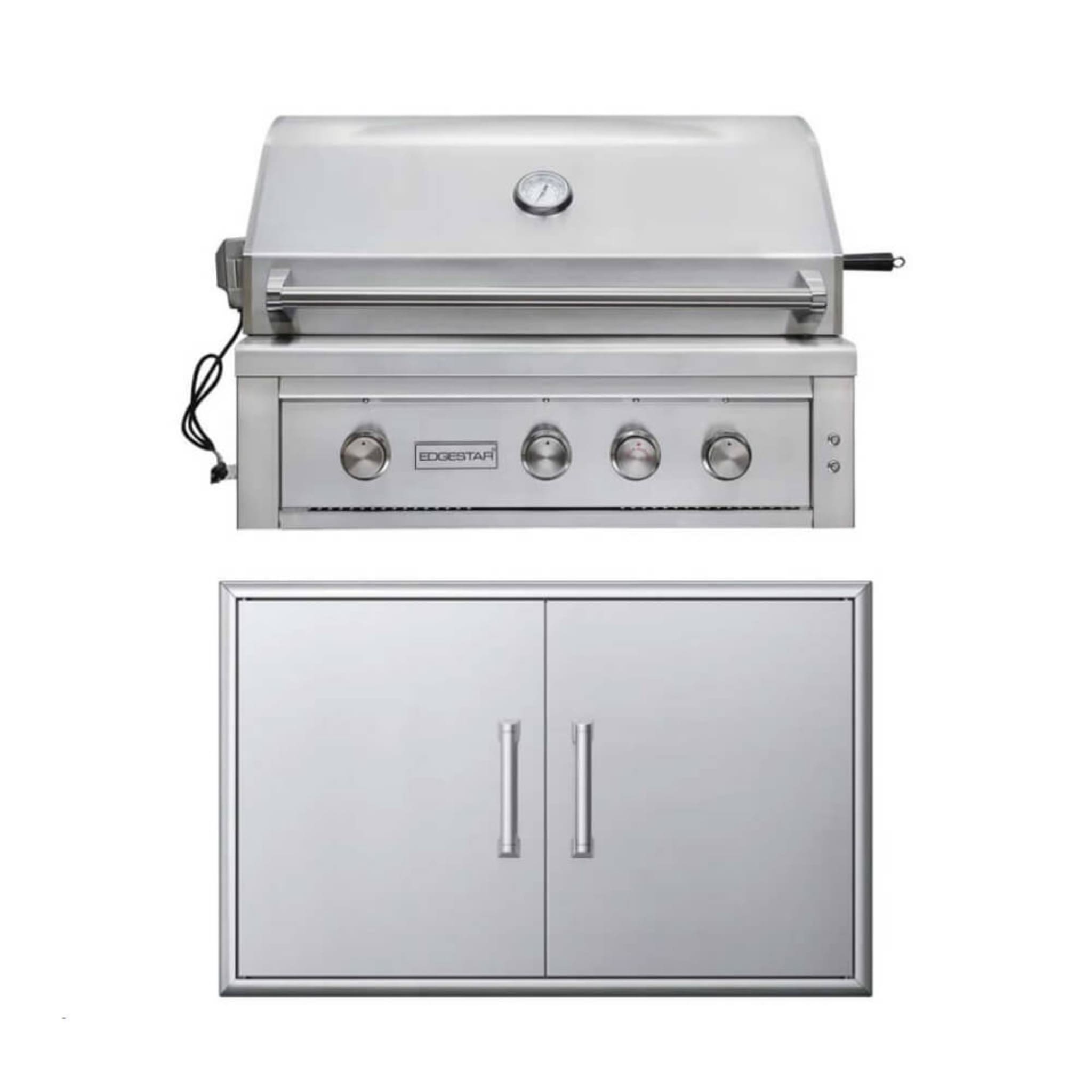 Edgestar 89K BTU 36-Inch Built-In Grill With Insulated Jacket And Double Access Doors [GRL360IBKIT]