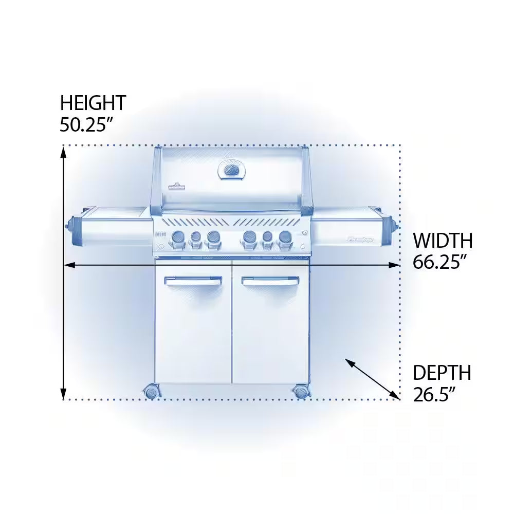 Prestige 500 4-Burner Propane Gas Grill in Stainless Steel with Infrared Side and Rear Burners and Rotisserie Kit