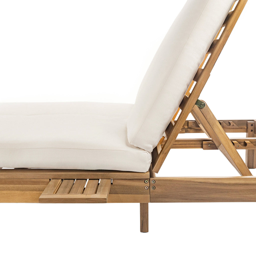 5-Position Adjustable Backrest Double Chaise Lounge Outdoor