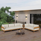 Modern Outdoor Patio Furniture Set, All-Weather Aluminium Conversation Sectional Sofa with Thick Cushions for Backyard, Garden, Porch, Couch, Beige