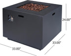 Wellington Outdoor Iron 33" Square Fire Pit - 50,000 BTU, Dark Grey