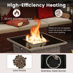 32.5 In. 5,000 BTU Propane Fire Pit Table with Tempered Glass Top, Gray