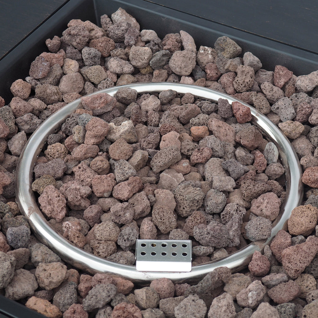 Outdoor Iron Square Propane Fire Pit - Brushed Brown