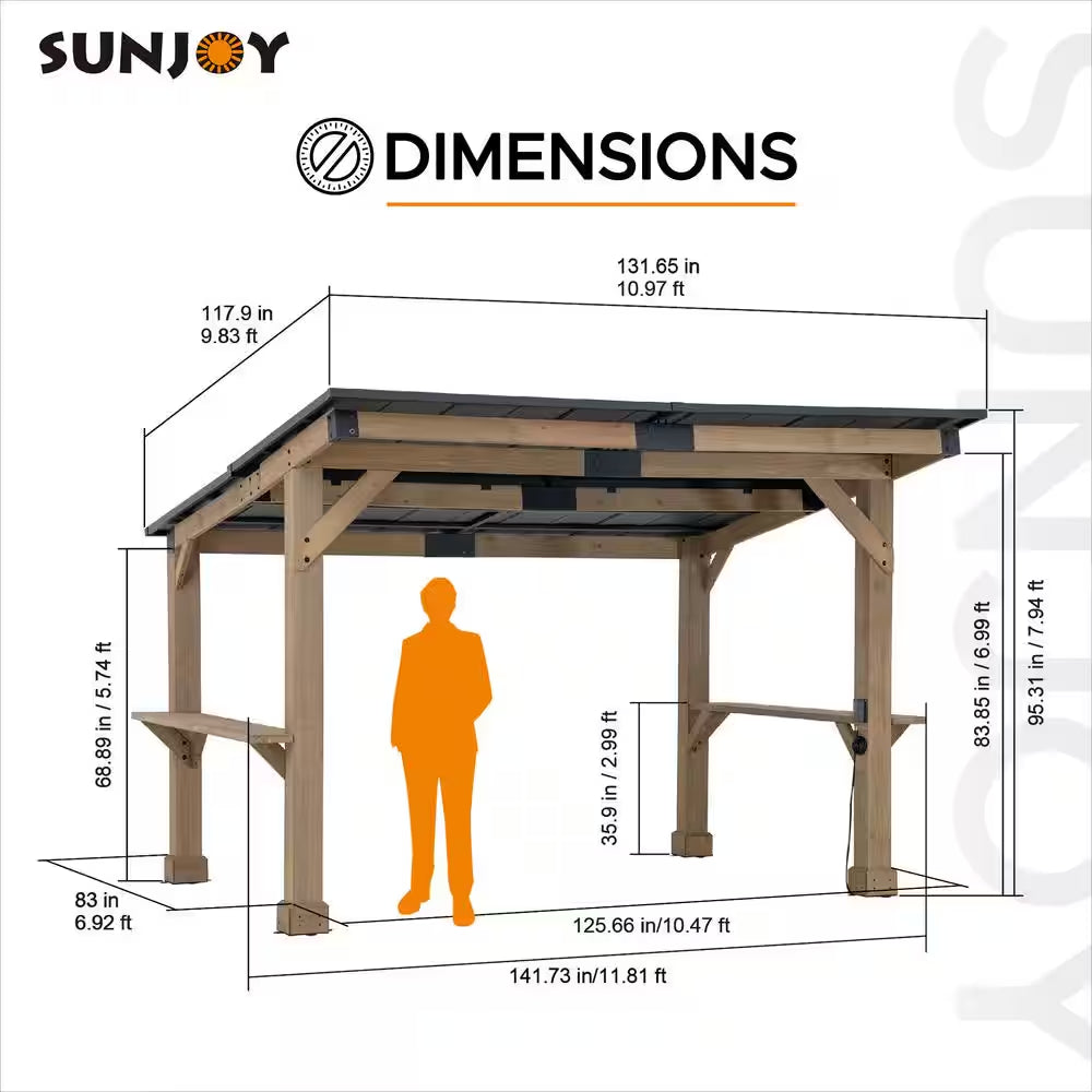10 Ft. X 12 Ft. Gazebo, Outdoor Patio Wooden Frame Grill Gazebo Backyard BBQ