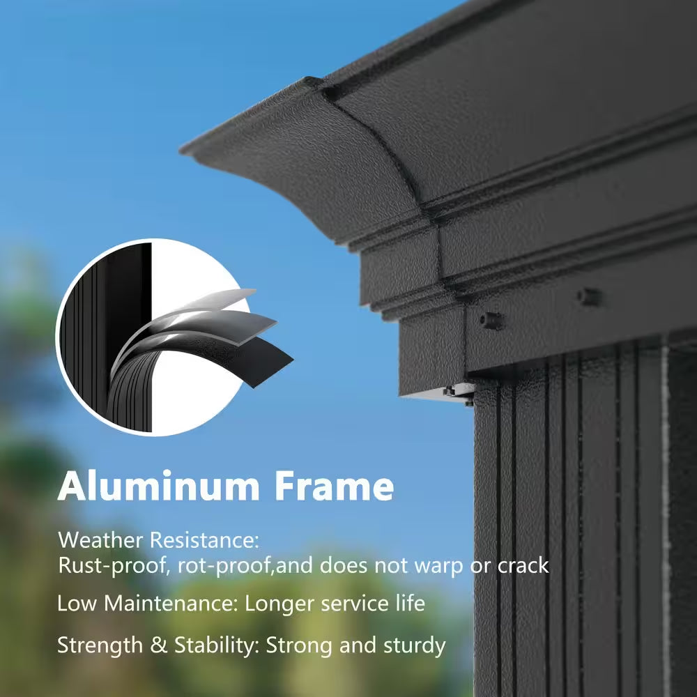 24 Ft. W X 14 Ft. D Aluminum Hardtop Gazebo with Galvanized Double Roof and Textilene Netting