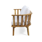 2-Person Outdoor Acacia Wood Patio Seating Group with Cushions and Coffee Table