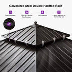 12 Ft. X 12 Ft.Bronze Patio Outdoor Gazebo for Backyard Hardtop Aluminum Frame with Hook,Netting,Khaki Curtain,24-Lights