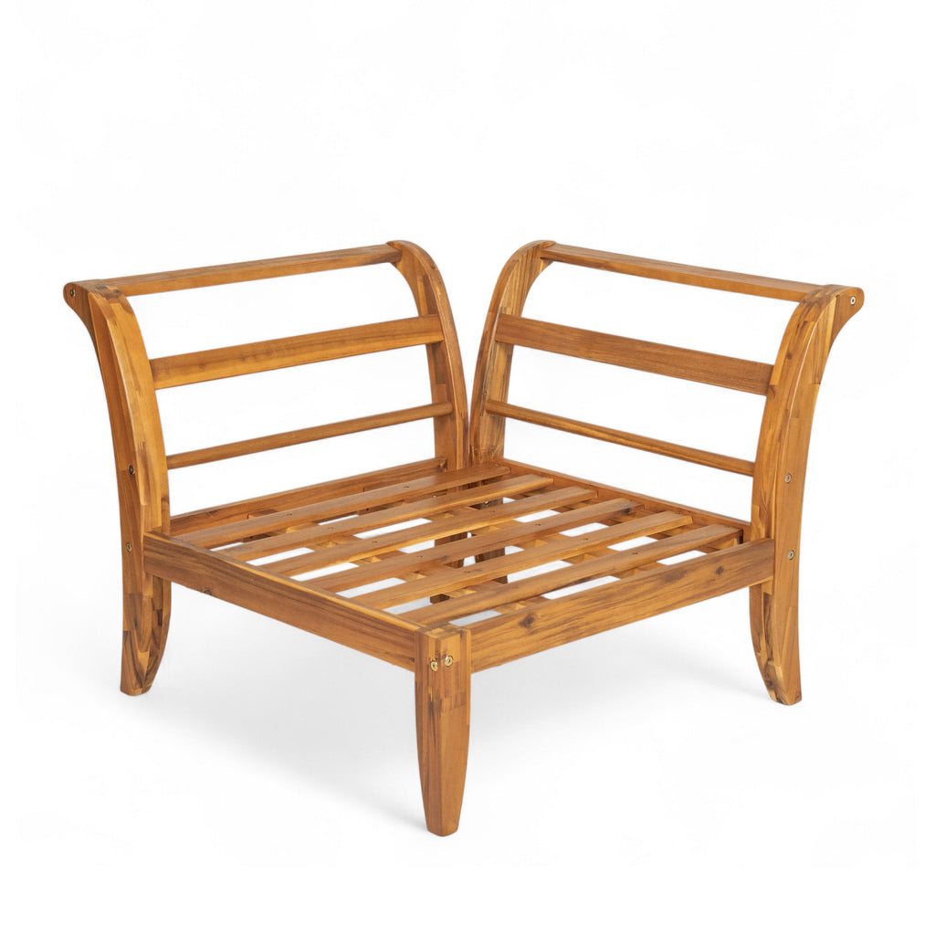 6- Piece Acacia Wood Outdoor Modular Sectional with Daybed and Tea Table