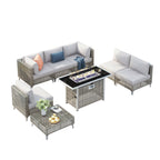 K&K Patio 8-Piece Patio Furniture Set with 43" Fire Pit Table